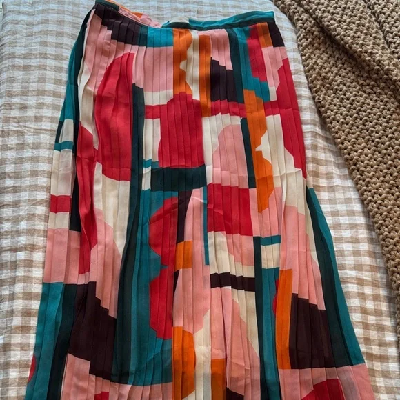 Maeve Aurelia Abstract Pleated Midi Skirt Anthropologie 6